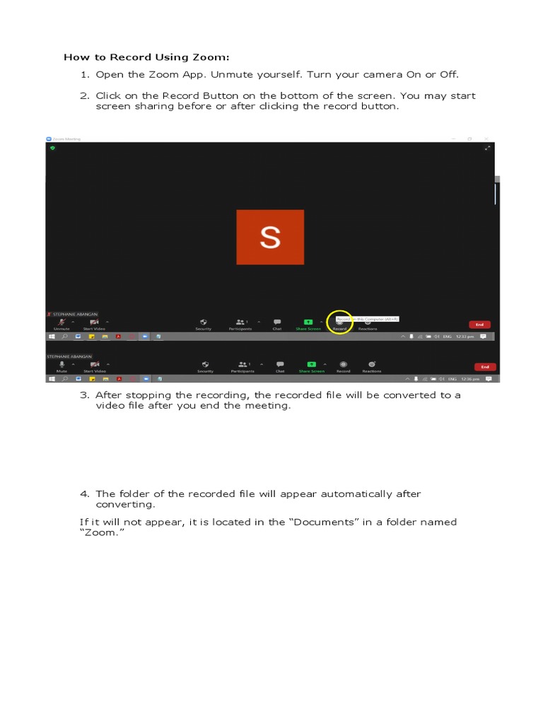 How To Record Using Zoom PDF