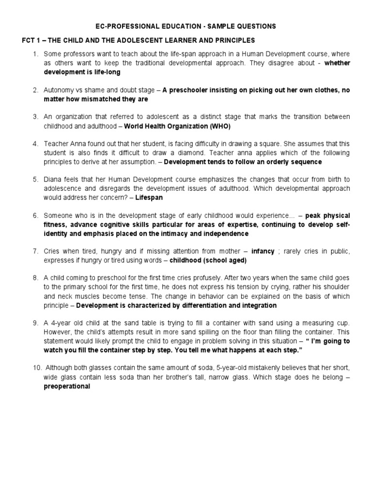 Sample Questions for Educators | PDF | Teachers | Curriculum