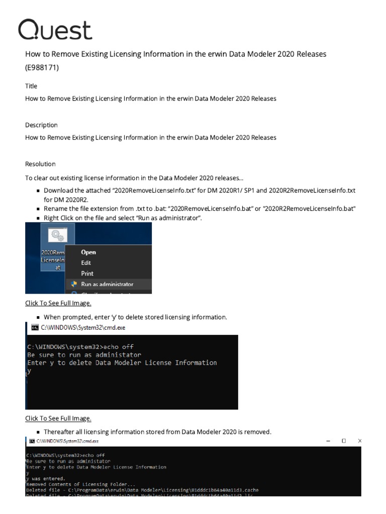How To Remove Existing Licensing Information in The Erwin Data Modeler