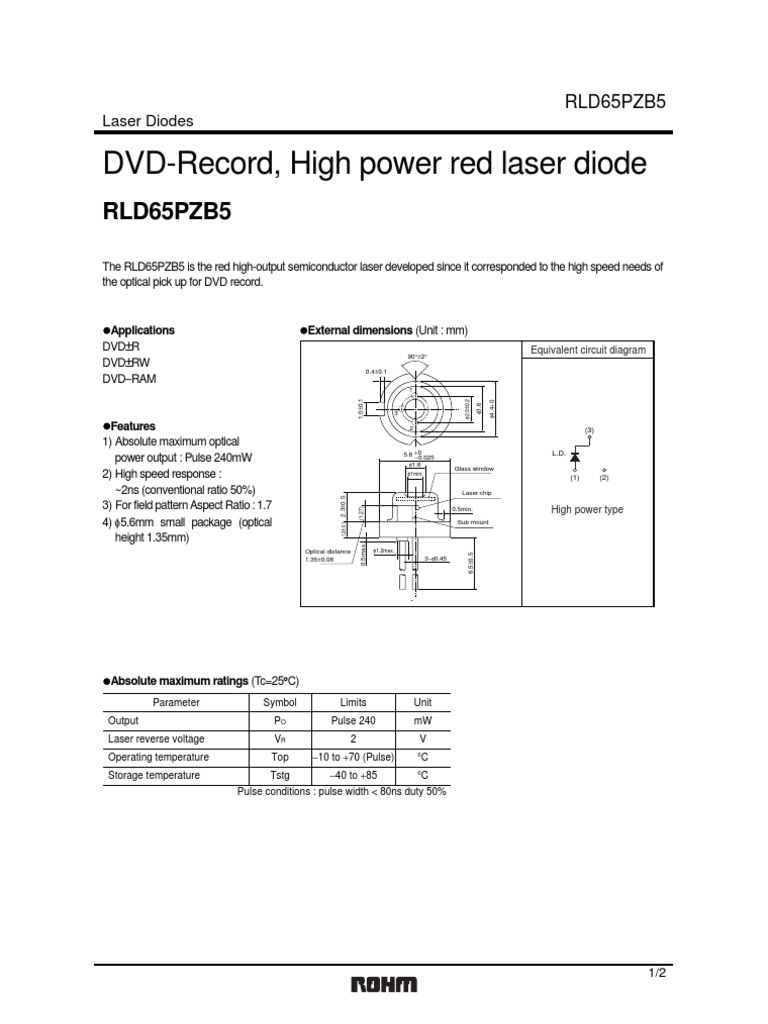RLD65PZB5 Datasheet Laser Diode Laser