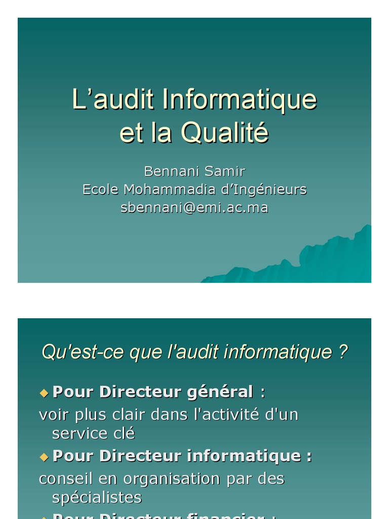 Audit Informatique : Fiabilité et Méthodes | PDF | Informatique | Audit