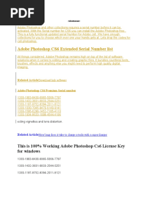 Adobe Photoshop CS6 Extended Serial Number List