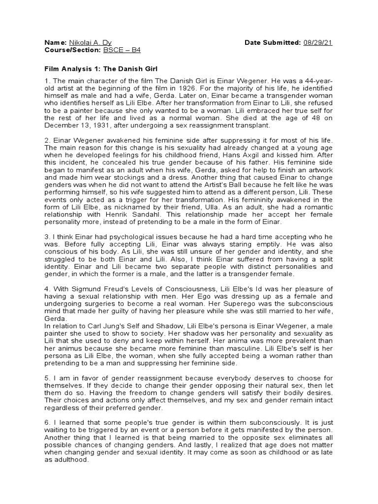 Film Analysis 1 - DY, Nikolai A. - BSCE - B4 | PDF | Id | Psychology