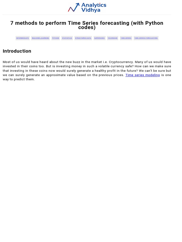 Time Series Forecasting Methods | PDF | Moving Average | Forecasting