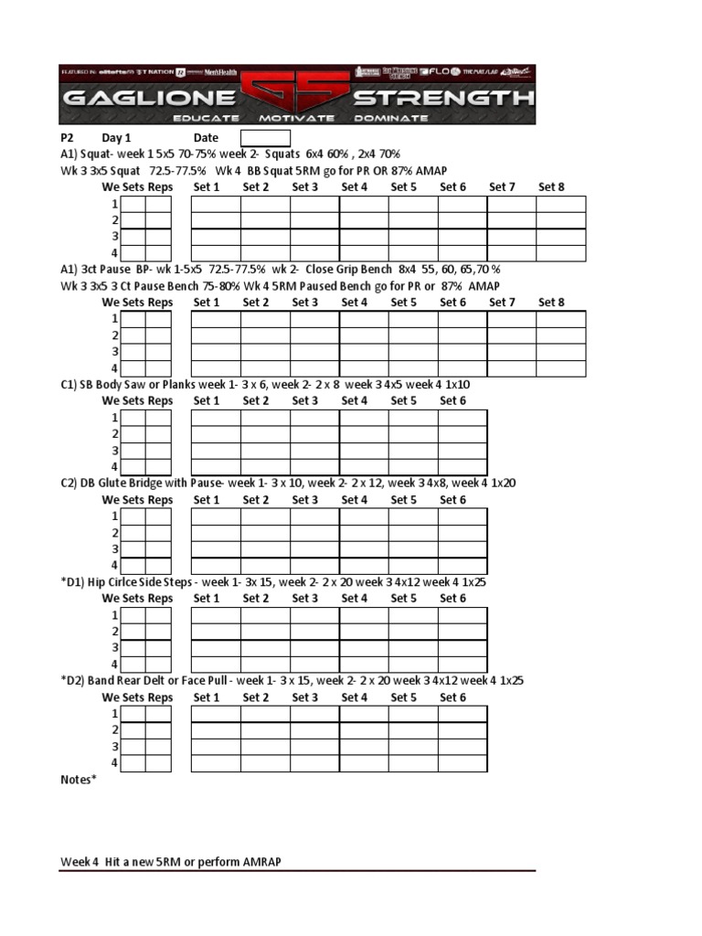 BARBELLONLYTemplate Strength Phase 1 | PDF | Physical Fitness | Weight