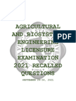 Agricultural and Biosystems Engineering Licensure Examination 2021 Recalled Questions