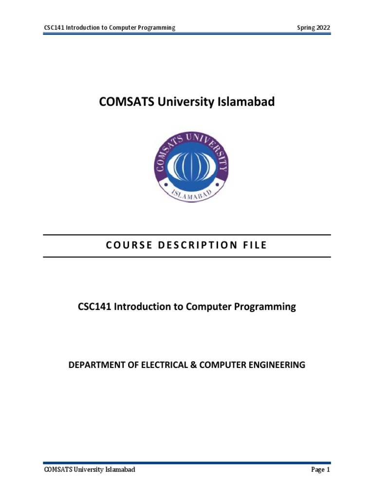CSC141 Introduction To Computer Programming | PDF | Pointer (Computer ...