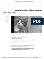Embajada de Ecuador Le Pide A Julian Assange Que Cuide de Su Gato