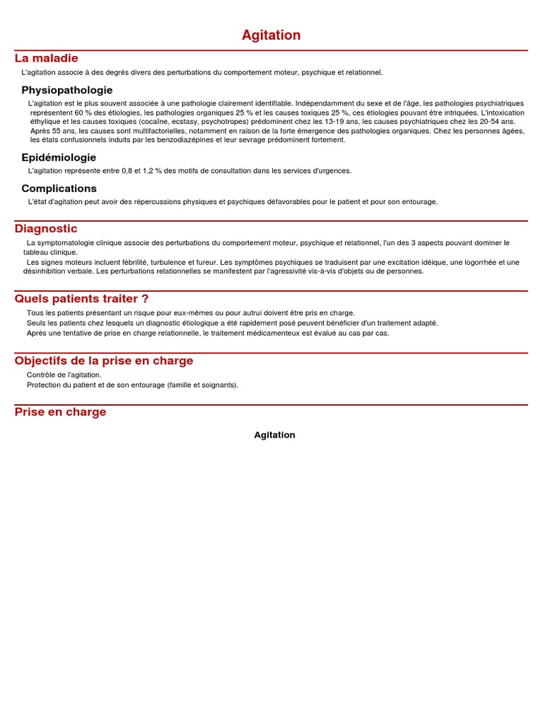 Prise en charge de l'agitation en psychiatrie | PDF | Neuroleptique ...