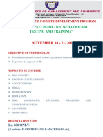 NOVEMBER 16 - 21, 2020: "Hands On Psychometric Behavioural Testing and Training"