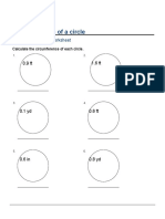 Circumference of A Circle: Grade 6 Geometry Worksheet