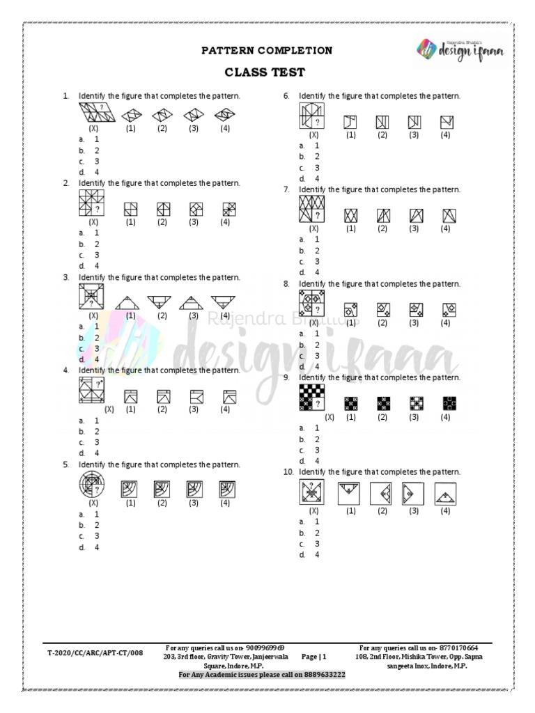 Class Test Pattern Completion Pdf