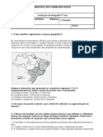 Prova 7 Ano Regioes Do Brasil