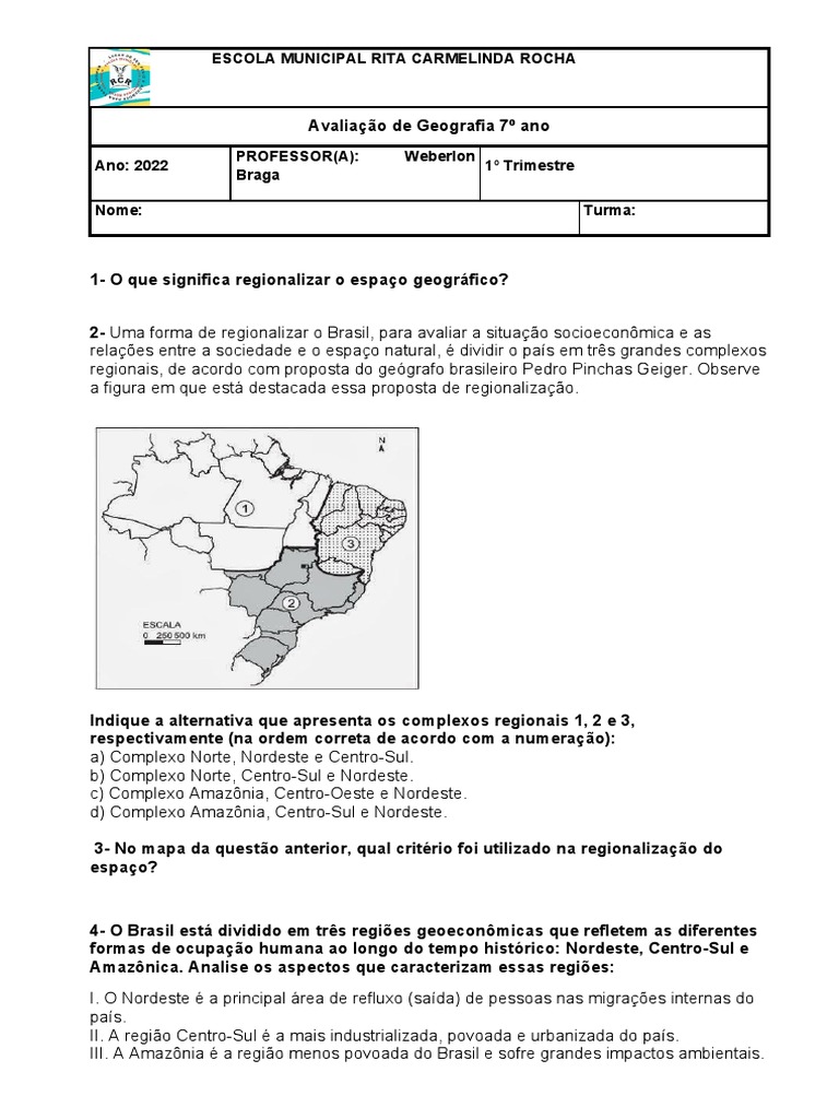Regionalização do Brasil no 7º Ano | PDF | América do Sul | Brasil