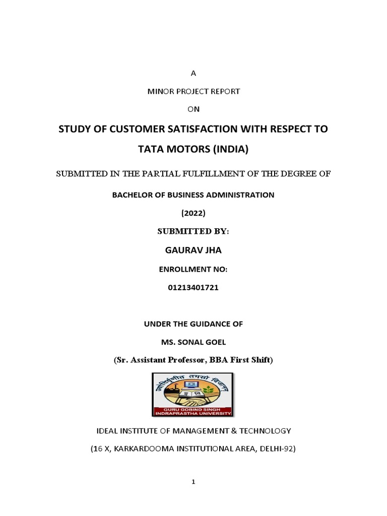 Customer Satisfaction Study: Tata Motors | PDF | Strategic Management ...