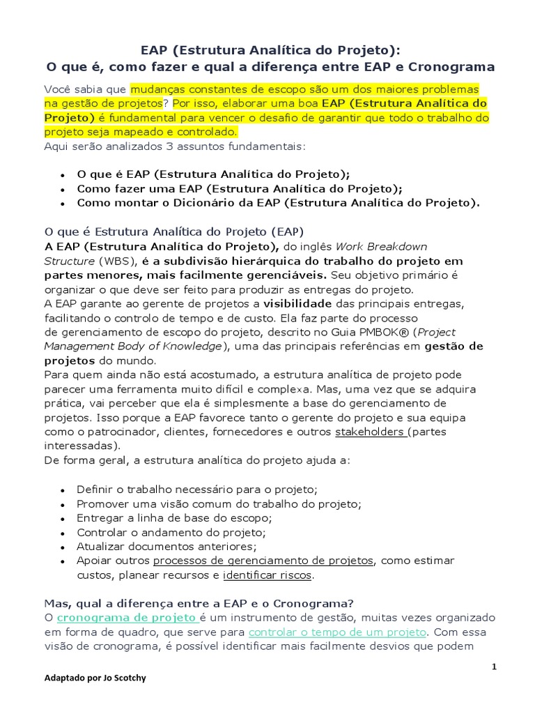 Como Fazer Uma EAP para o Seu Projeto | PDF | Gestão de projetos | Projetos