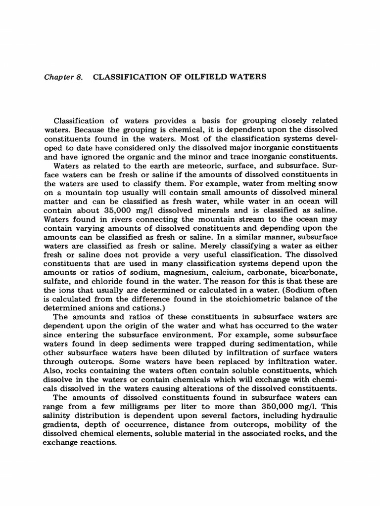 Classification of Oilfield Waters: An Overview of Palmer's ...