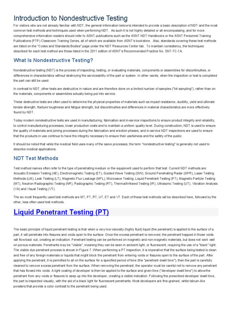 Introduction To Nondestructive Testing Pdf Nondestructive Testing