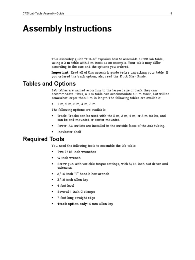 11 Lab Table Assembly Instructions PDF Screw Beam (Structure)