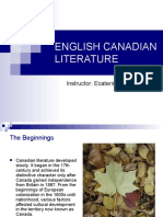 English Canadian Literature: Instructor: Ecaterina Hanţiu PHD