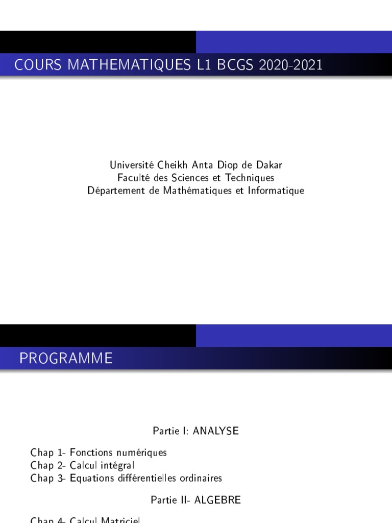 Cours de Mathématiques L1 BCGS 2020-2021 | PDF | Fonction monotone ...