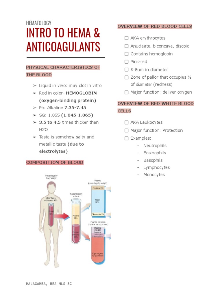An Overview of Red Blood Cells and Common Anticoagulants Used in ...