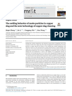 The Settling Behavior of Matte Particles in Copper Slag and The New Technology of Copper Slag Cleaning