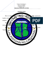 Barangay Health Center Certification