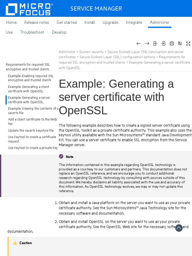 Example Generating A Server Certificate With OpenSSL PDF