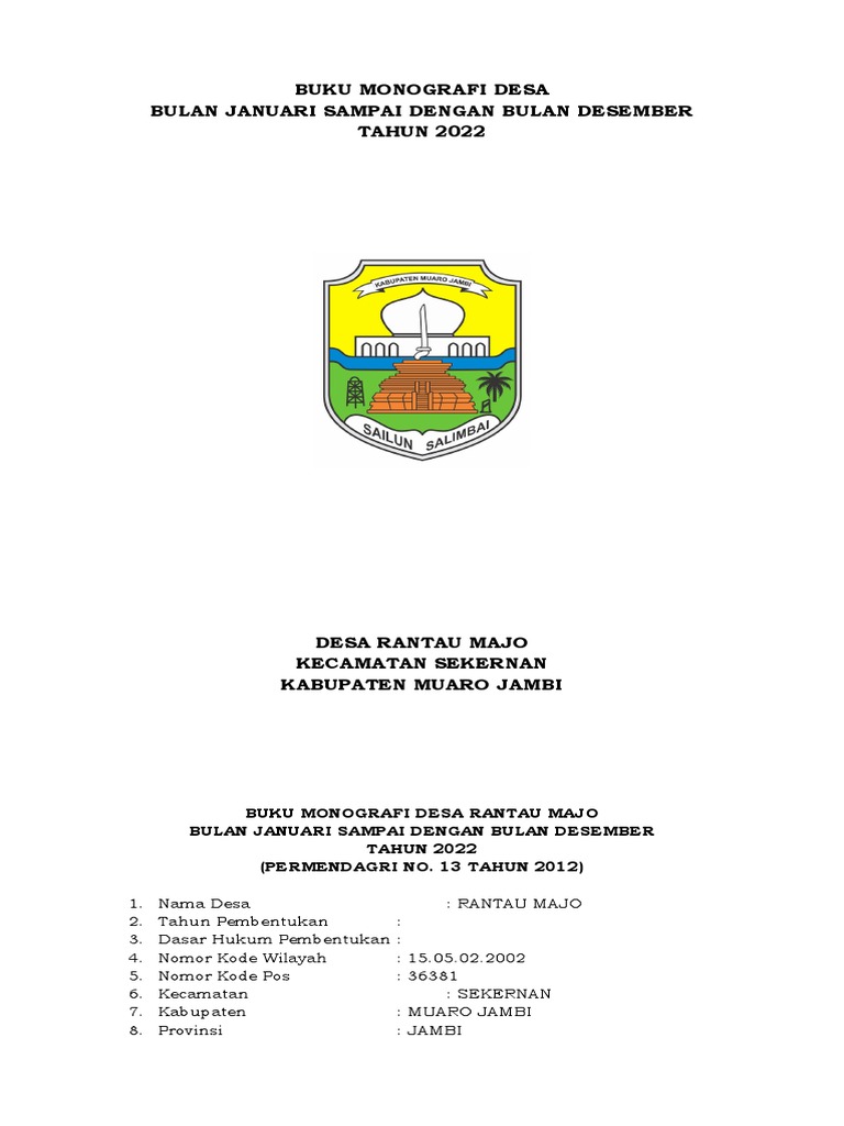 Buku Monografi Desa Rantau Majo PDF