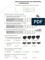 FICHA DE REFUERZO  4 MATEMATICA - PATRONES ADITIVOS