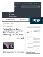 Foreign Minister Sergey Lavrov's Interview With The BBC TV Channel
