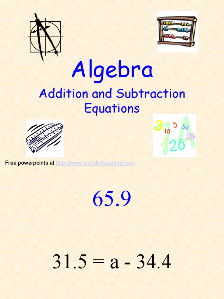 Algebra: Addition and Subtraction Equations | PDF
