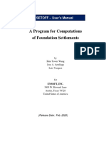 A Program For Computations of Foundation Settlements: Setoff - User's Manual