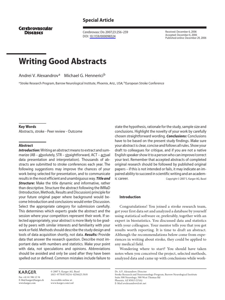 Abstract Writing Abstract (Summary) Clinical Trial