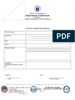 Department of Education: Activity Completion Report