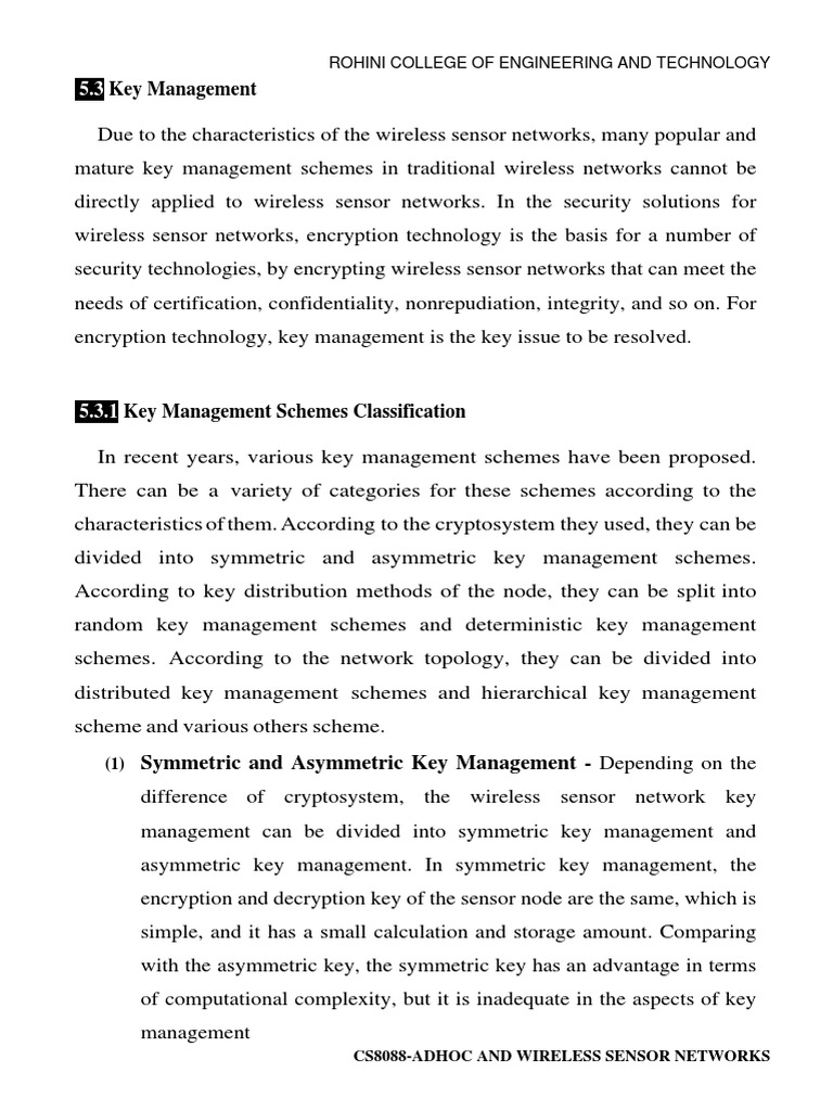 Key Management in Wireless Sensor Networks | PDF | Public Key ...