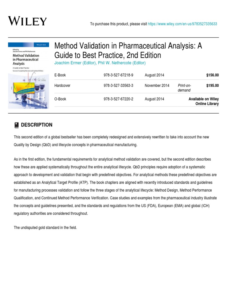 Wiley Method Validation in Pharmaceutical Analysis A Guide To Best Practice, 2nd Edition