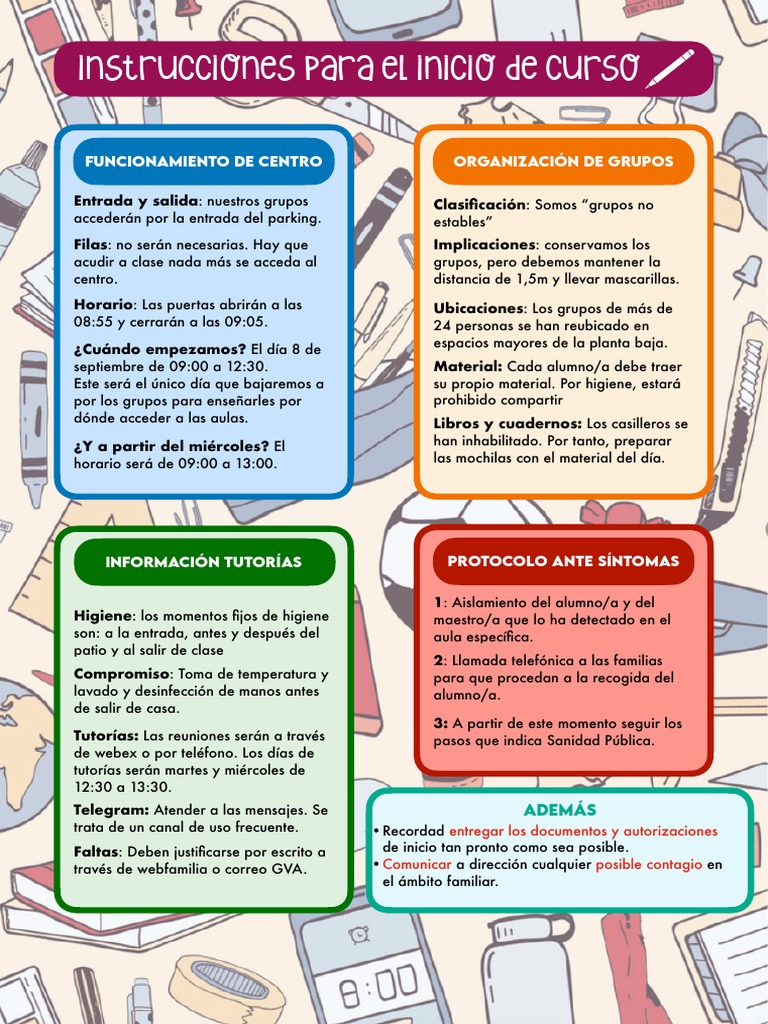 Instrucciones Inicio de Curso | PDF