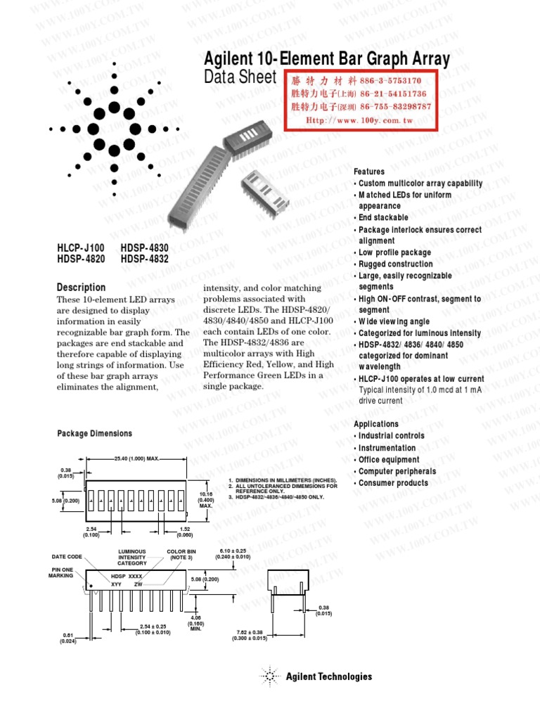 Data Sheet: Agilent 10-Element Bar Graph Array | PDF | Computer ...