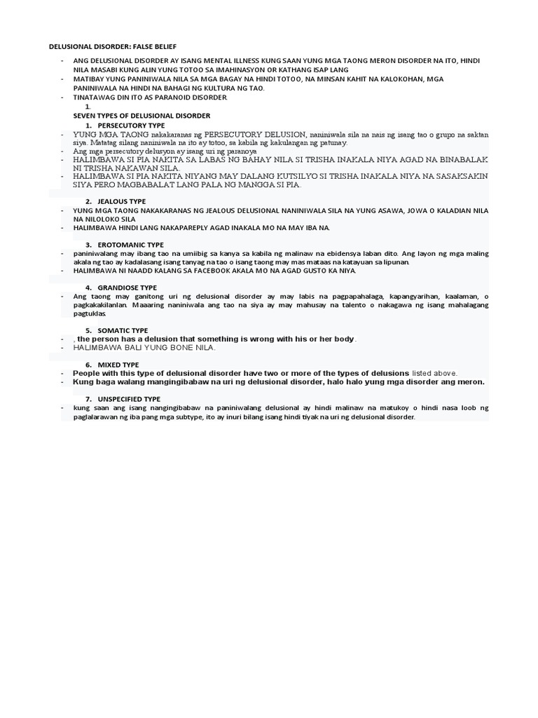 Delusional Disorder | PDF