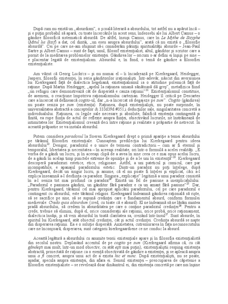Absurdul in Existentialism | PDF