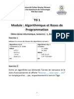 TD1 Module: Algorithmique Et Bases de Programmation: Filière Génie Informatique, Semestre: 1, AU: 2021-2022 Exercice 1