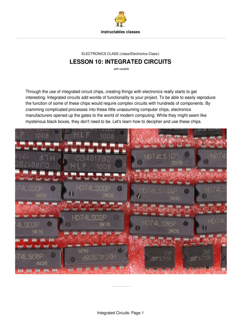 Lesson 10: Integrated Circuits: ELECTRONICS CLASS (/class/Electronics ...