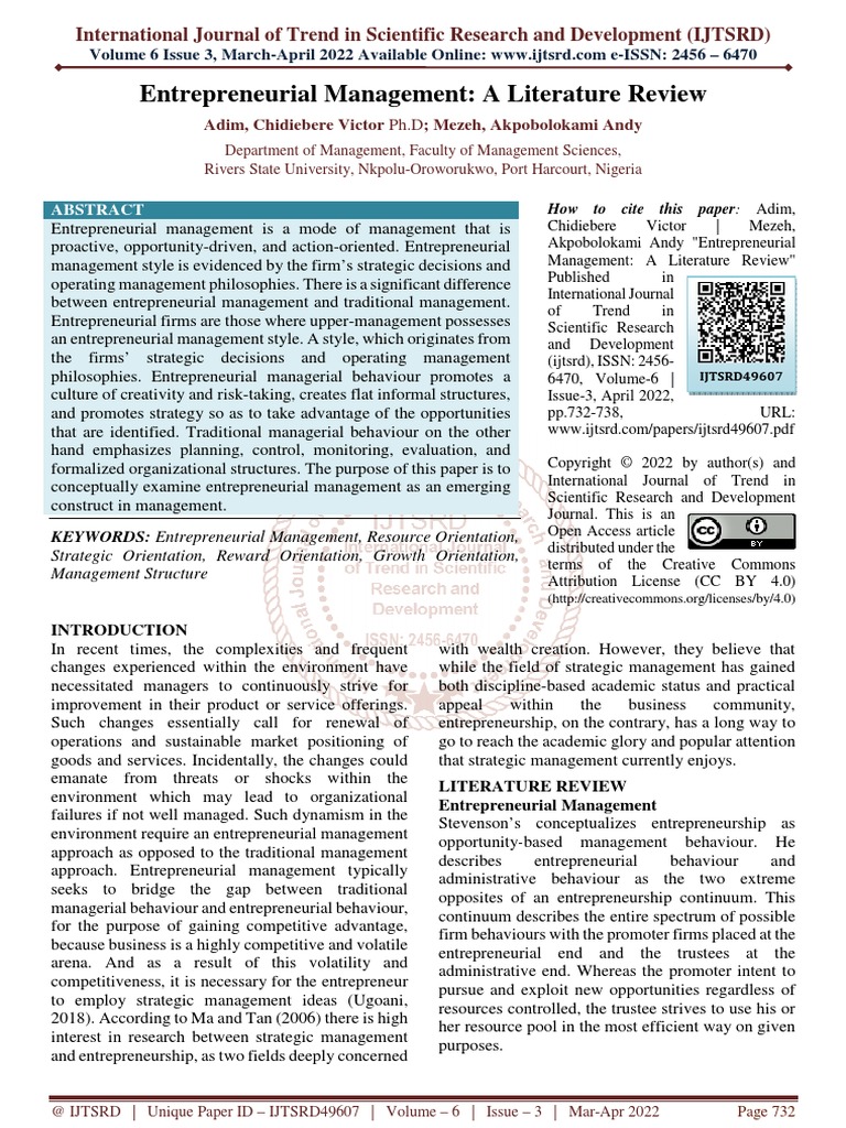 a systematic literature review and meta analysis of entrepreneurial personality