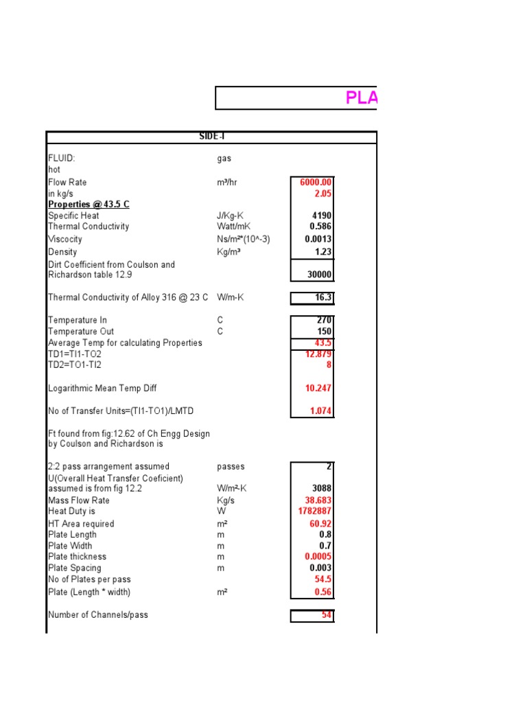 Plate Heat Exchanger Calculations | PDF | Fluid Dynamics | Heat Transfer