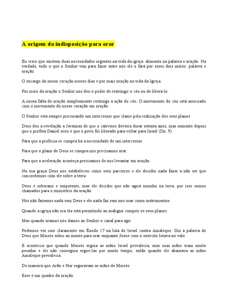 A Origem Da Indisposição para Orar | PDF | Oração | Deus