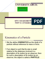 Baze University Abuja: MTH 103:geometry Part Iii: Dynamics