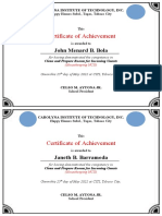 Certificate of Achievement: John Menard B. Bola