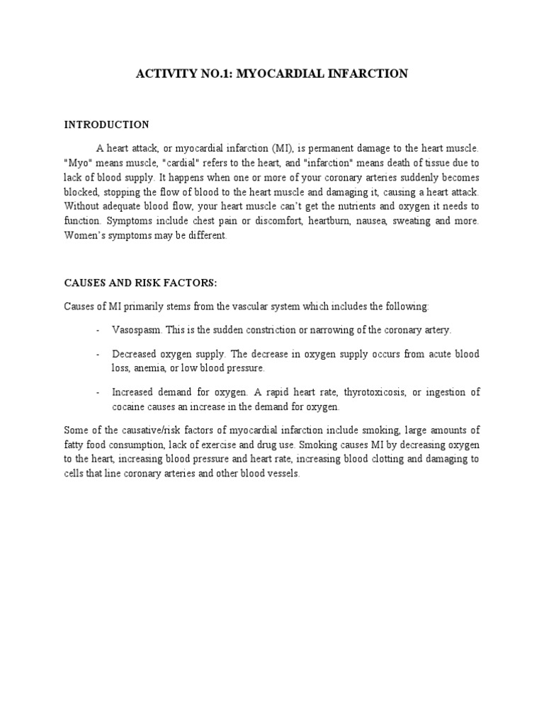 myocardial infarction case study nursing pdf